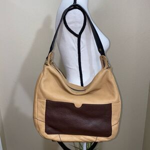 orYANY "Adele" Pebbled Leather in Tan/ Brown Shoulder Bag